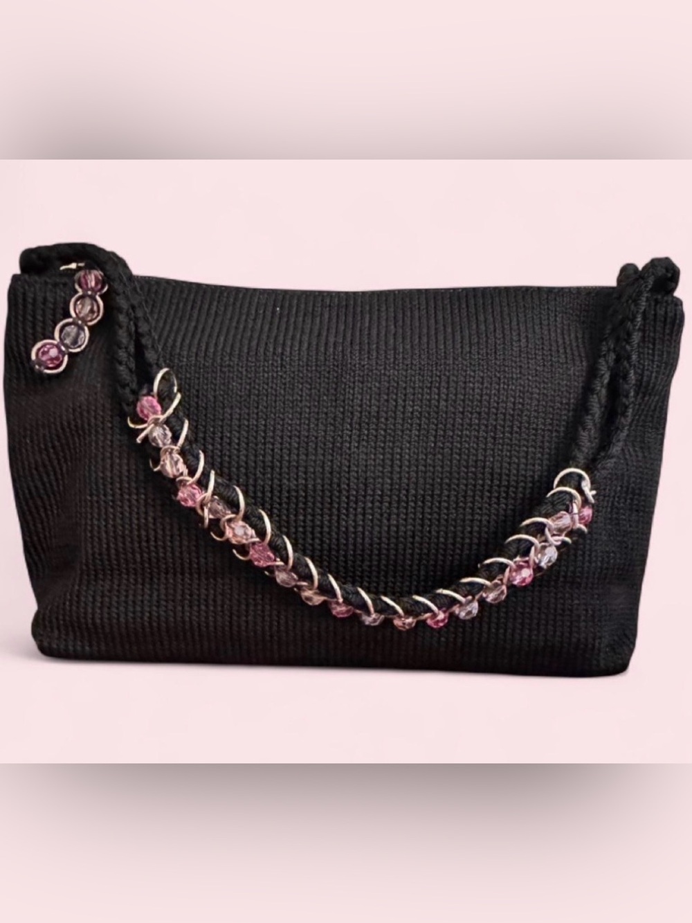 The Sak Black Knit Bag with Beaded Chain Detail - Picture 1 of 11
